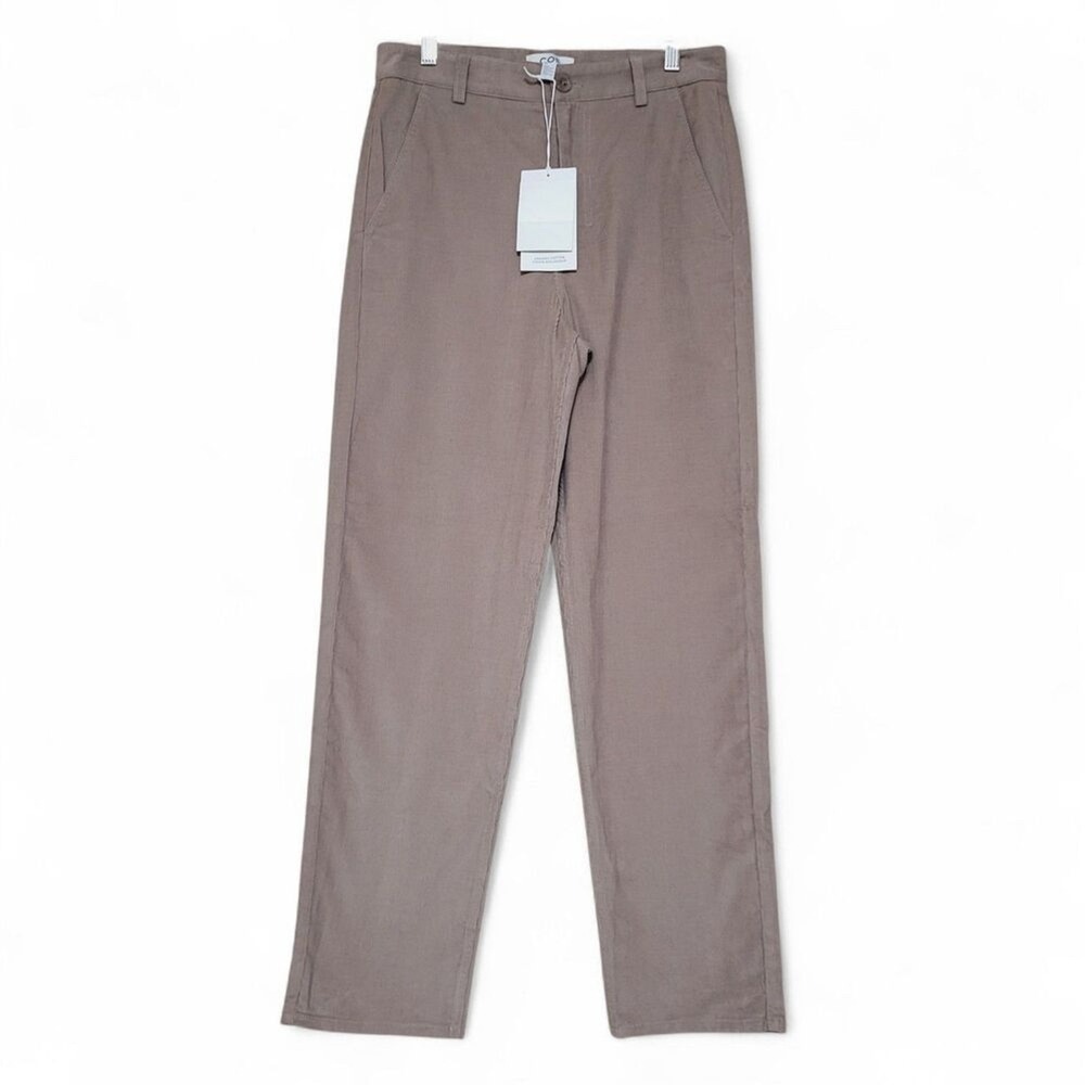COS 12 New Womens Organic Cotton Corduroy Chino Pants Beige Straight High Rise - Picture 4 of 9